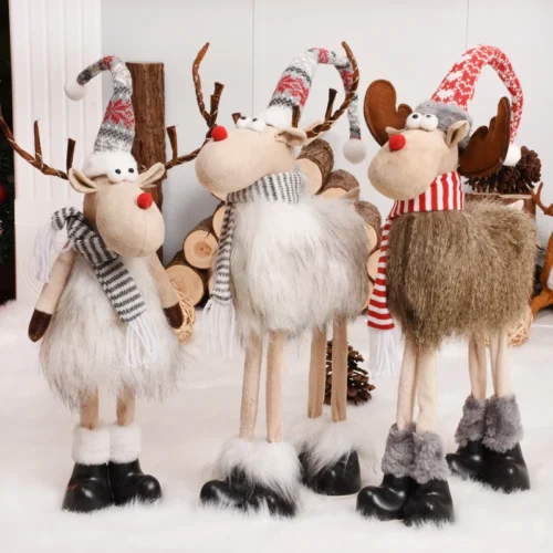Tree Christmas Decorations Tall Deer Doll 20220Christmas Long-Legged Gray Deer Angel Christmas Doll Noel Christmas Items