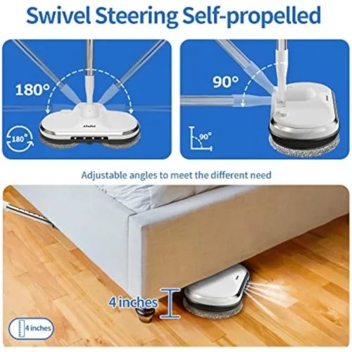 Efficient Cordless Electric Mop for Floor Cleaning – Dual Spin, LED Lights, Water Spray