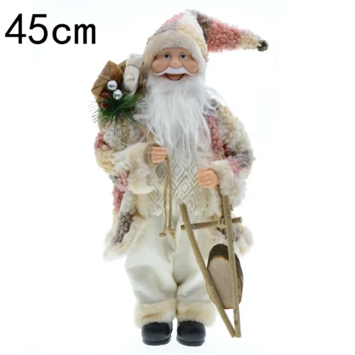 New Year Christmas Santa Claus Doll Figurine – 45cm Big Standing Figure for Home Decor, Navidad Tree Ornaments