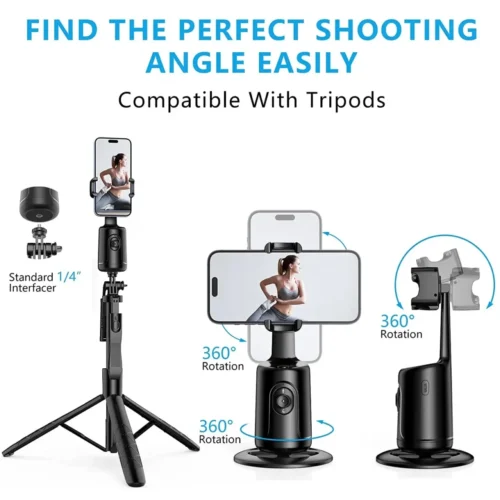Auto Face Tracking Tripod - 360° Rotation Smart Phone Camera Mount for iPhone & Android | Intelligent Tracking Holder for Live Streaming & Vlogging