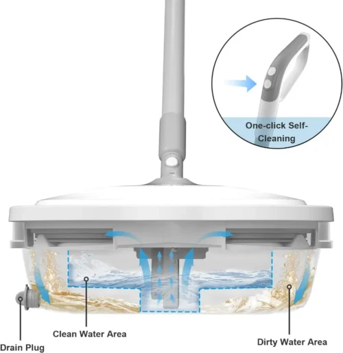 Lightweight SpinWave Hard Floor Spin Mop – Includes 4 Soft-Touch Pads and 2 Scrubby Pads, Easy to Maneuver with On-Demand Spray, White/Black