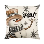 Linen Merry Christmas Pillow Cover – 45x45cm Throw Pillowcase for Winter, Home, Tree, Deer, & Sofa Decorations