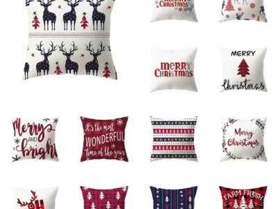 Merry Christmas Decorative Print Pattern Cushion Cover Home Living Room Sofa Decoration Square Polyester Pillow