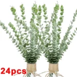 12/24/36 PC Artificial Eucalyptus Leaves – Silk Green Stems for DIY Bouquets, Weddings, Parties, & Home Decor