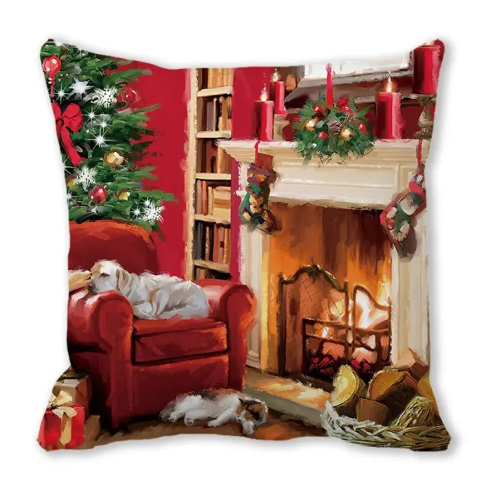 Merry Christmas Home Decor – Christmas Cushion Cover, Ornament Pillowcase, Natal Navidad New Year Gifts, 45x45cm