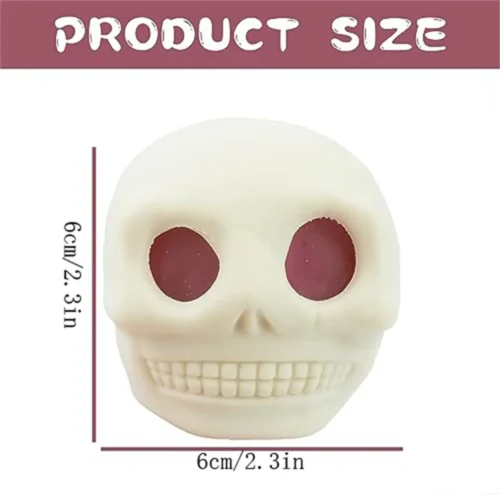 Halloween Squeeze Toys Skull Stress Ball – Squishy Skeleton Head with Bursting Eyes - Image 4