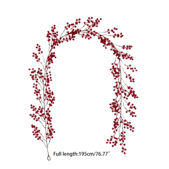 Red 5.9ft Vine – Realistic Burgundy Hanging Decoration for Xmas, Winter, & New Year