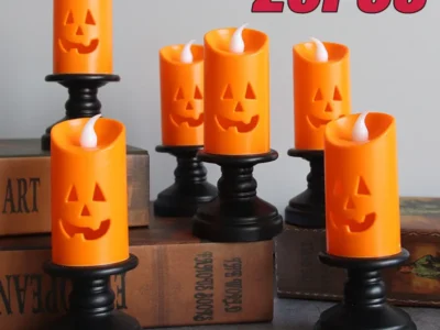 20PCS Halloween Candle Lights - Colorful Pumpkin LED Candles for Party Decorations