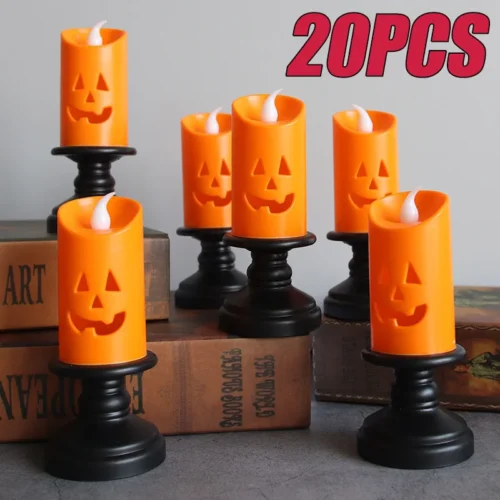 20PCS Halloween Candle Lights - Colorful Pumpkin LED Candles for Party Decorations