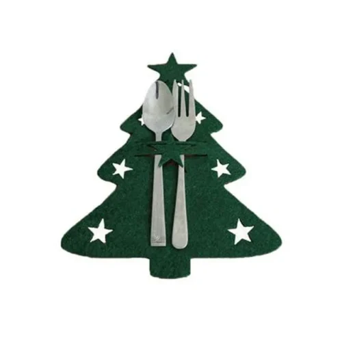 Christmas Cutlery Holder Knife and Fork Pocket Bag Cutlery Cover Star Tree Elk New Year Christmas Party Dinner Table Decoration