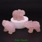 1.5" Elephant Statue - Natural Crystal Rose Quartz, Amethyst, Obsidian Carved Animal Figurines | Home Decor Craft