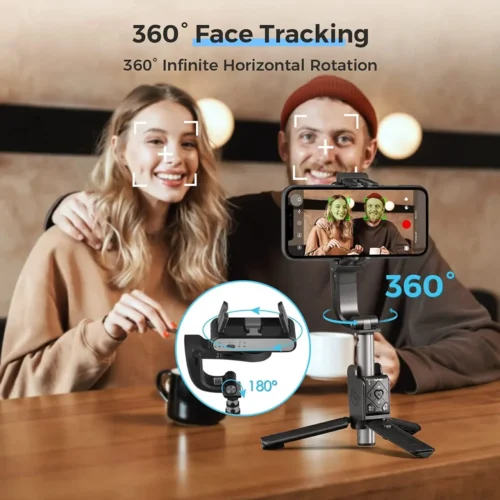 Hohem iSteady Q Gimbal Stabilizer, Handheld Selfie Stick with Extension Rod, 360° Face Tracking