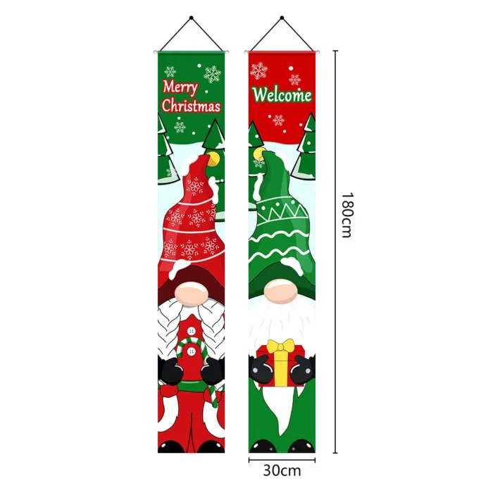 Christmas Porch Sign – Plaid Merry Christmas Door Banner for Home, Yard, & Front Door Navidad Decor