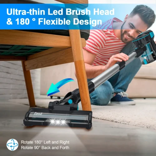 INSE V70 12KPa Stick Cordless Vacuum Cleaner – 40-Min Runtime, 10-in-1 Lightweight Cleaning Tool