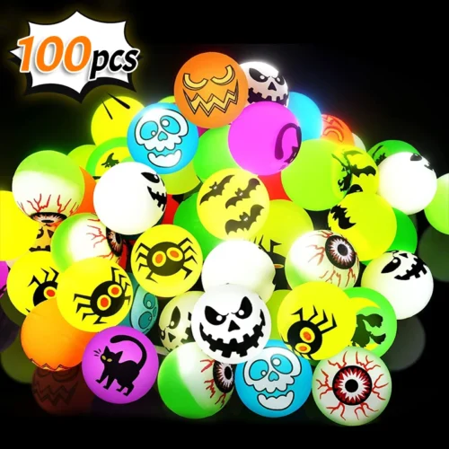 100/10Pcs Halloween Glow-in-the-Dark Bouncing Balls