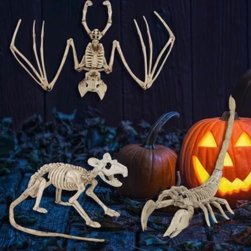 Bat, Mouse, Scorpion Skeleton Bones – Halloween Animal Horror Ornaments - Image 3