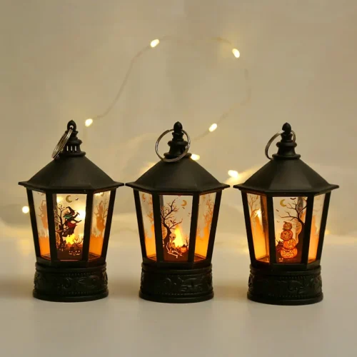 Halloween Electronic Candle Light – Retro Pumpkin, Witch, Human Skeleton Night Light LED