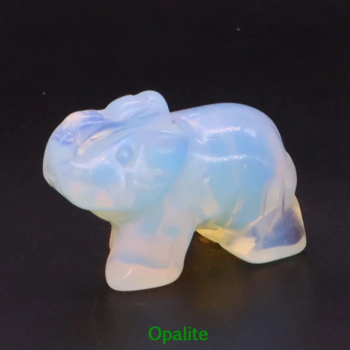 1.5" Elephant Statue - Natural Crystal Rose Quartz, Amethyst, Obsidian Carved Animal Figurines | Home Decor Craft