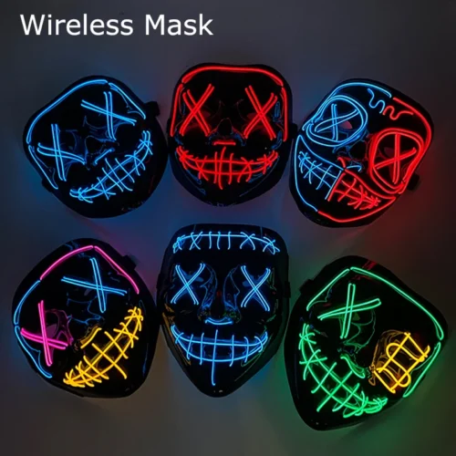 Wireless Neon LED Mask – Scary Glowing Mask for Masquerade