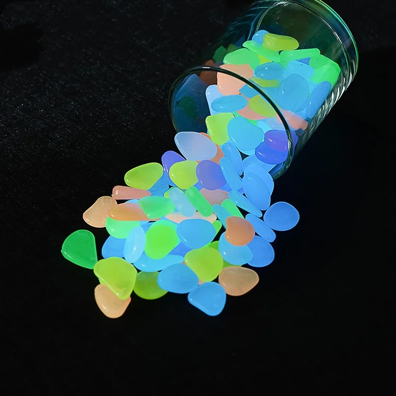 50/100Pcs Glow in the Dark Garden Pebbles - Decorative Glow Stones for Sidewalk, Lawn, Patio, Fish Tank, and Aquarium