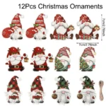 12Pcs Christmas Tree Hanging Ornaments - Faceless Doll Paper Pendants for Home Christmas Decorations, Navidad, & New Year Gifts