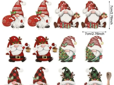 12Pcs Christmas Tree Hanging Ornaments - Faceless Doll Paper Pendants for Home Christmas Decorations, Navidad, & New Year Gifts