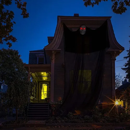 Halloween Hanging Skull Ghost with LED and Sound - Image 5