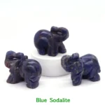 1.5" Elephant Statue - Natural Crystal Rose Quartz, Amethyst, Obsidian Carved Animal Figurines | Home Decor Craft