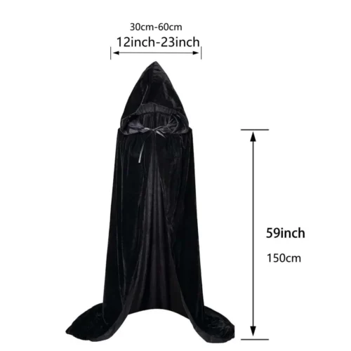 Halloween Grim Reaper Cloak – Long Hooded Cape for Adults and Kids - Image 12