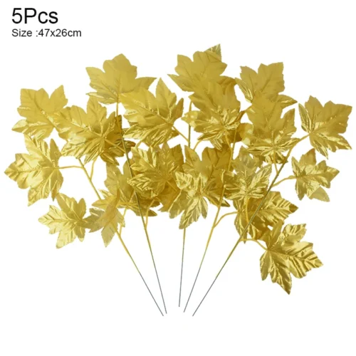 5Pcs Artificial Tropical Palm Tree & Gold Silk Turtle Leaves - Fake Plants for Hawaii Wedding, Jungle Birthday Party Decor