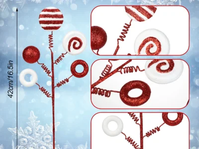 Christmas Candy Cuttings – Artificial Branch Pendant for Xmas Tree Decoration, New Year Gifts & Party Supplies
