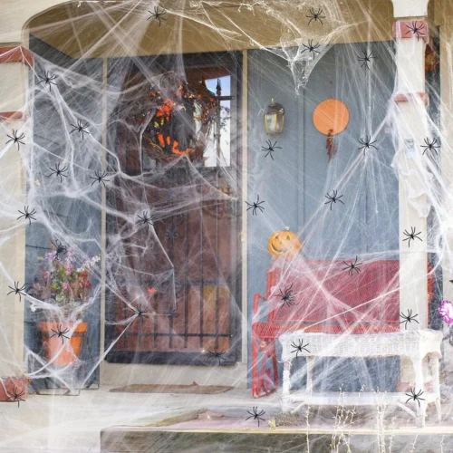 Halloween Spider Web Decoration – Black Outdoor Props for Haunted House - Image 2