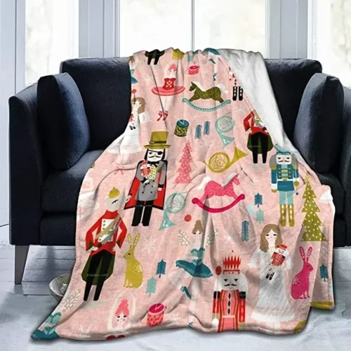 Nutcracker Christmas Tree Star Throw Blanket – Ultra Soft Velvet, Lightweight and Durable Bed Quilt, Stylish Home Decor