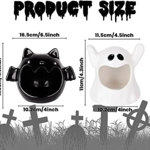 Halloween Candy Bowls – Bat and Ghost Ceramic Candy Dish - Image 2