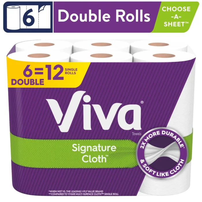 Signature Cloth Paper Towels 6 Double Rolls Soft and Strong Like Cloth and Cleans Choose the Right Sheet Size for Any Task