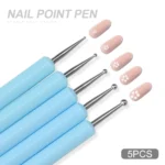 5Pcs/Set Double-Ended Silicone Head Carving & Dotting Pen Set - Stainless Steel Sculpting Tools for Polymer Clay, DIY Gel Manicure