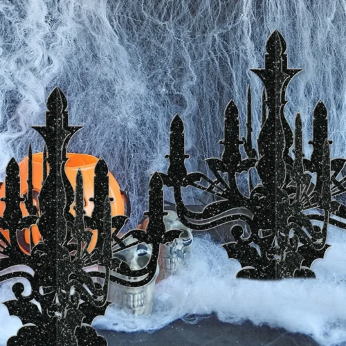 3D Halloween Ghost House Candleholders – Decorative Paper Ornaments Set - Image 2