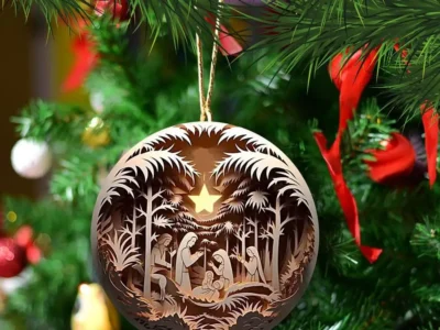 1pcs Nativity Christmas Tree Pendant – 2D Jesus Christ Hanging Ornament, Acrylic, Exquisite Indoor Nativity Scene Decor for New Year