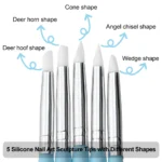 5Pcs/Set Double-Ended Silicone Head Carving & Dotting Pen Set - Stainless Steel Sculpting Tools for Polymer Clay, DIY Gel Manicure