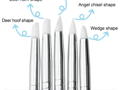 5Pcs/Set Double-Ended Silicone Head Carving & Dotting Pen Set - Stainless Steel Sculpting Tools for Polymer Clay, DIY Gel Manicure