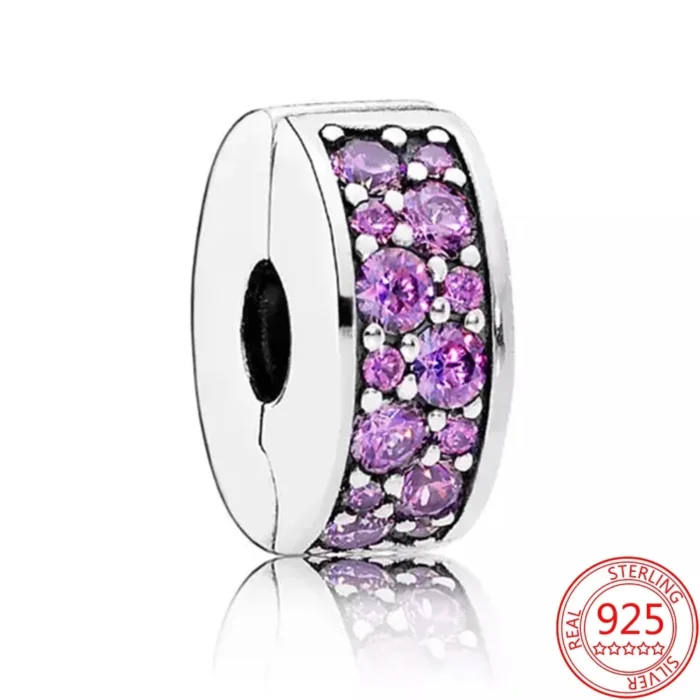 NEW Purple Charm Bead - 925 Sterling Silver Leaf, Daisy & Butterfly, Fits Original Pandora