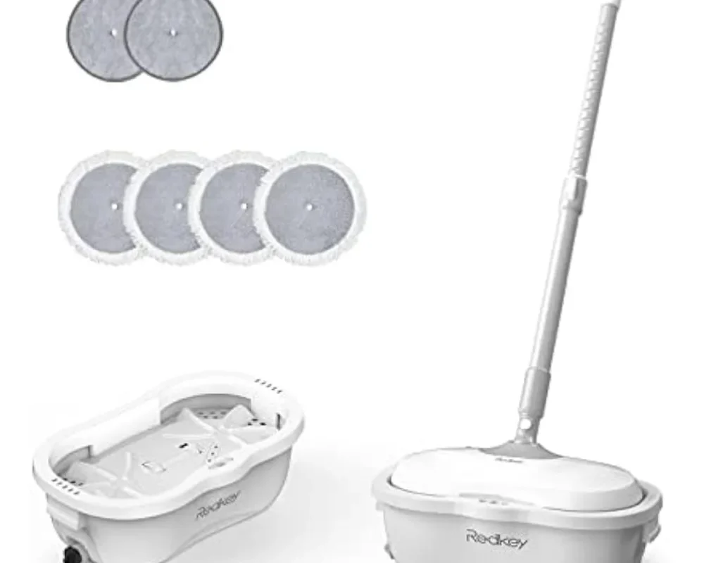 Electric Spin Mop with Bucket – Cordless Electric Mop with LED Headlight and Water Spray, Up to 60 Minutes Runtime, Electric Floor Cleaner