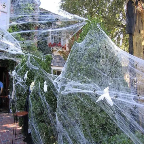 Halloween Spider Web Decoration – Black Outdoor Props for Haunted House - Image 3