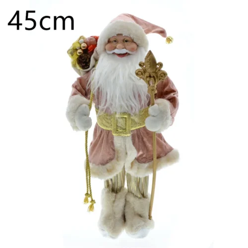 New Year Christmas Santa Claus Doll Figurine – 45cm Big Standing Figure for Home Decor, Navidad Tree Ornaments