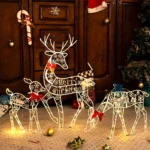 3-Piece Lighted Reindeer Family Set – LED Christmas Decor for Indoor and Outdoor Yard