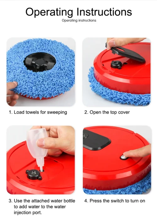 Efficient Sweep and Wet Mop for Floors & Carpets – Wireless, USB Rechargeable Sweeping Robot