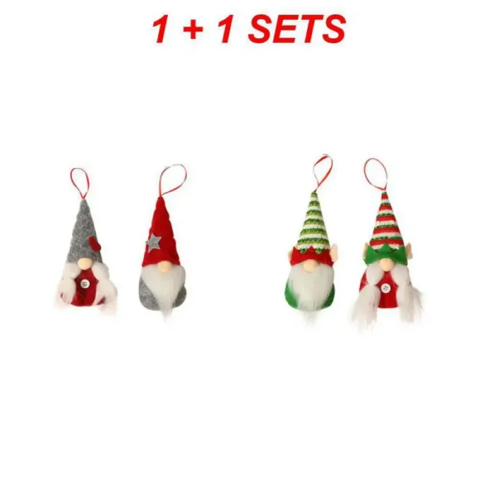 2SETS Christmas Gnomes Plush Santa Couple Doll – Xmas Gonk Dwarf Elf Tree Pendant, Plush Toy Gift Ornaments for Kids and Lovers