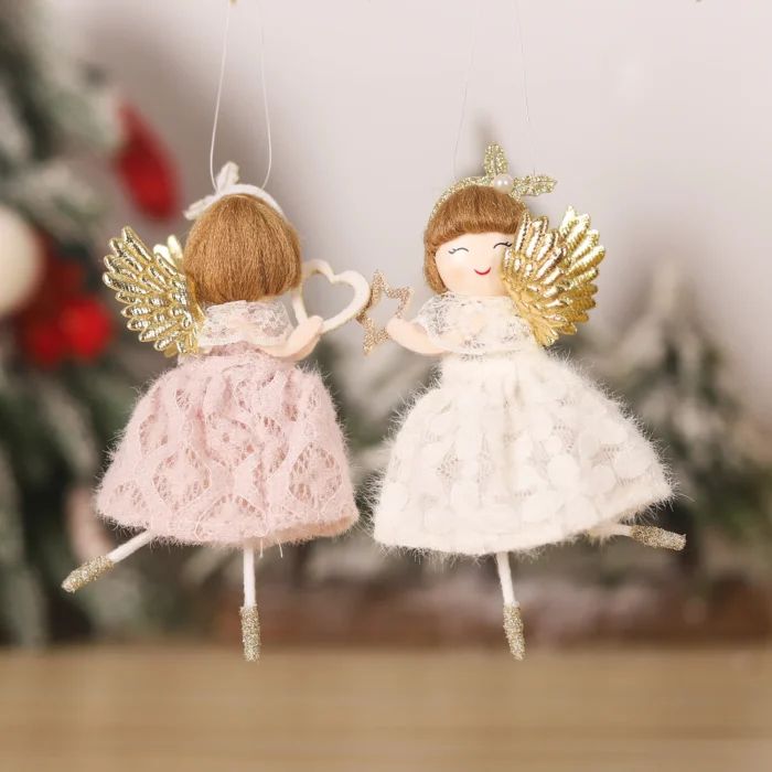 Christmas Cute Lace Hollow Skirt Angel Doll – Merry Xmas Tree Ornament for Home Decor, Hanging Pendant, Kid's Gift