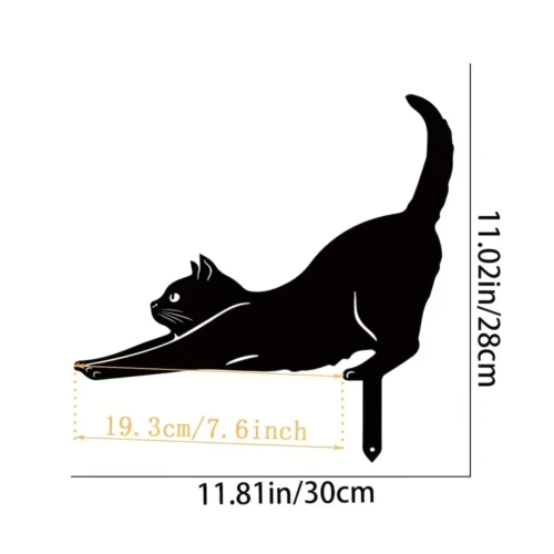 Metal Cat with Butterfly Fence Decoration | Cute Decorative Outdoor Statue for Cat Lovers’ Yard