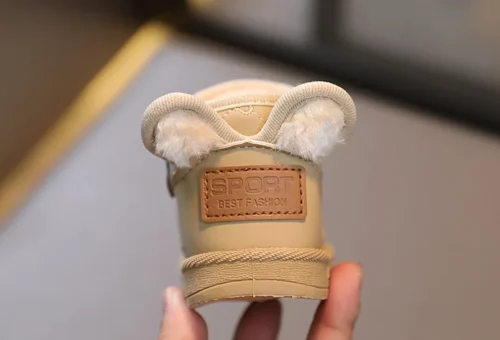 Baby Boys and Girls Winter Warm Shoes - Cute Rabbit Children's Snow Boots, Anti-Slip Casual Outdoor Footwear, Faux Cashmere